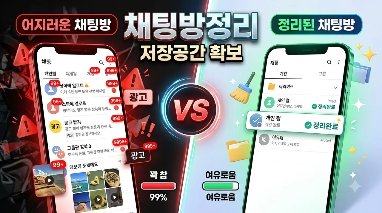 카카오톡 채팅방 정리 방법 총정리! 스마트폰 저장 공간 확보하는 순서